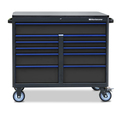 Montezuma Tool Cabinet, 11 Drawer, Black/Blue, 46 in W x 24 in D BKM462411TC